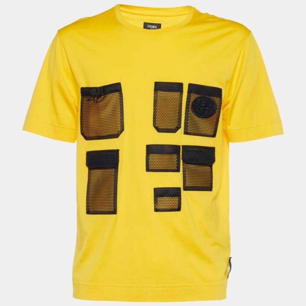 FENDI Oversized Mesh Pocket T-Shirt - Yellow